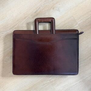 Scully Italia Brown Italian Leather Briefcase | Business Work Bag | Drop Handles
